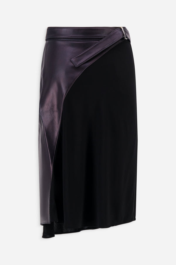 Atlein Bi-material Buckle Detail Skirt - Exclusive