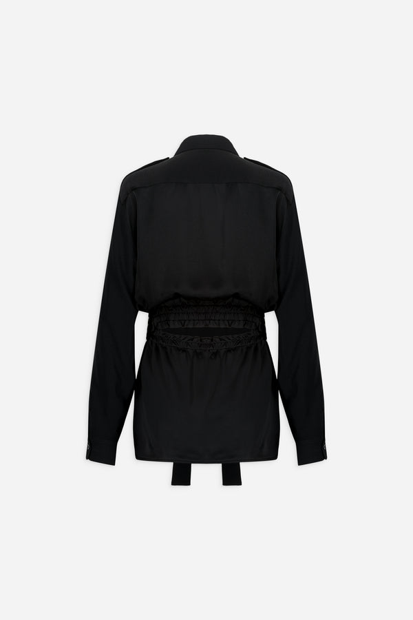 Atlein Military Open Back Belted Shirt - Exclusive