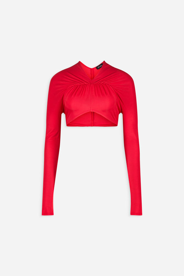 atlein V neck front ruched crop - Exclusive