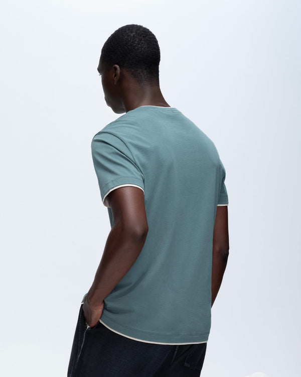 Atm Anthony Thomas Melillo CLASSIC JERSEY DOUBLE TRIM SHORT SLEEVE CREW NECK TEE