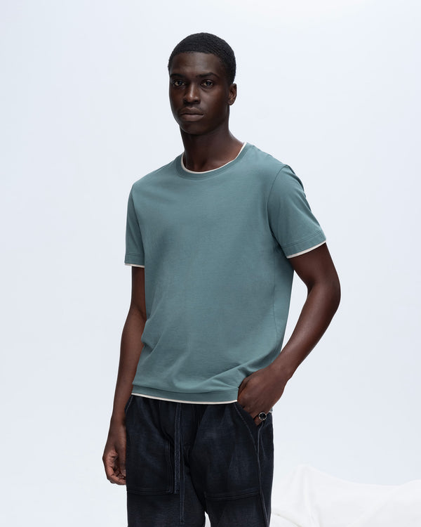 Atm Anthony Thomas Melillo CLASSIC JERSEY DOUBLE TRIM SHORT SLEEVE CREW NECK TEE