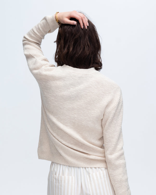 Atm Anthony Thomas Melillo COTTON BLEND PINTUCK DETAIL CREW NECK SWEATER