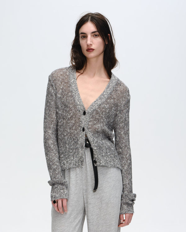 Atm Anthony Thomas Melillo COTTON BLEND RIB DETAIL CARDIGAN