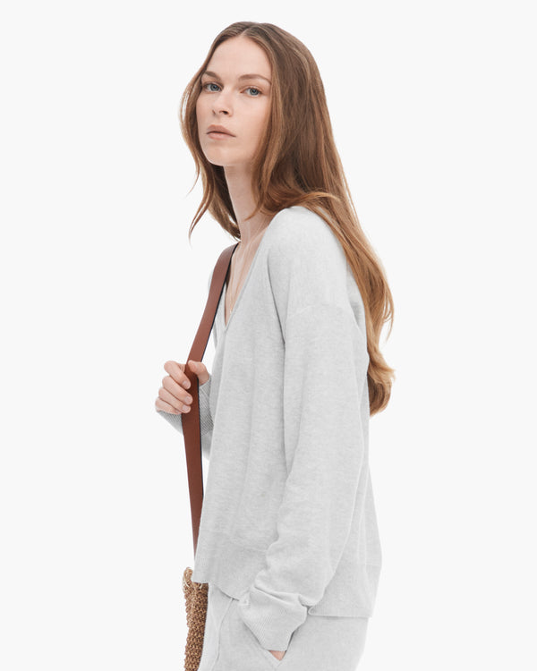 Atm Anthony Thomas Melillo COTTON CASHMERE BOXY V-NECK SWEATER