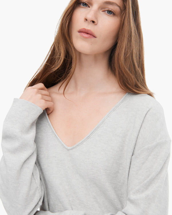 Atm Anthony Thomas Melillo COTTON CASHMERE BOXY V-NECK SWEATER