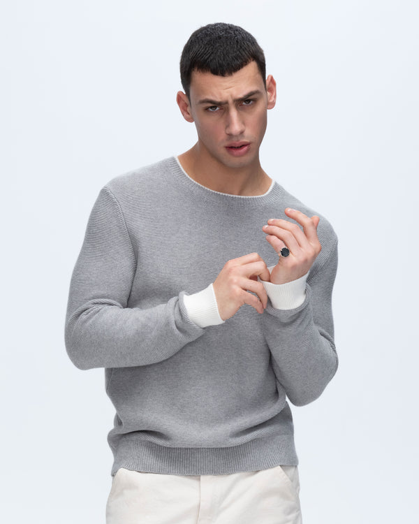 Atm Anthony Thomas Melillo COTTON CASHMERE COLORBLOCK CREW NECK SWEATER