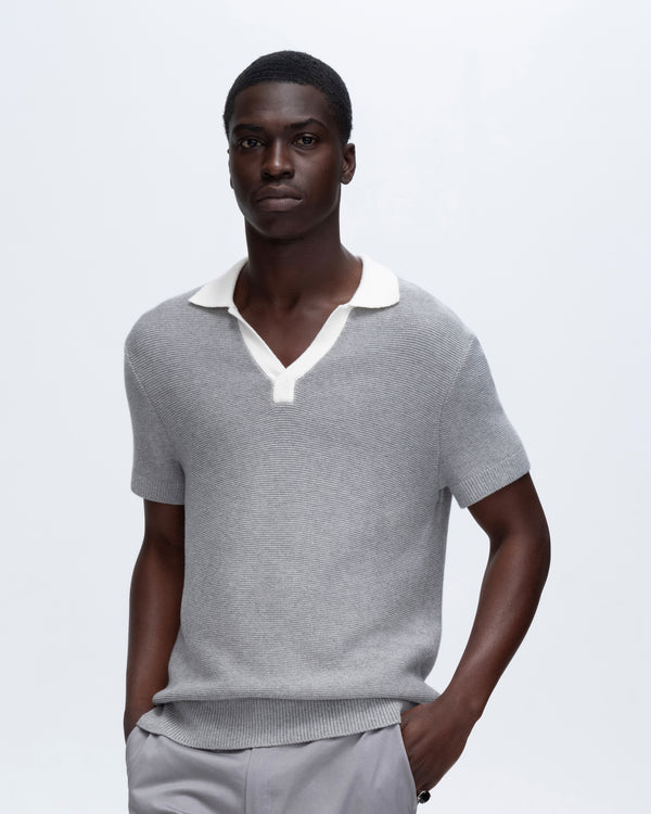 atm anthony thomas melillo COTTON CASHMERE COLORBLOCK SHORT SLEEVE POLO