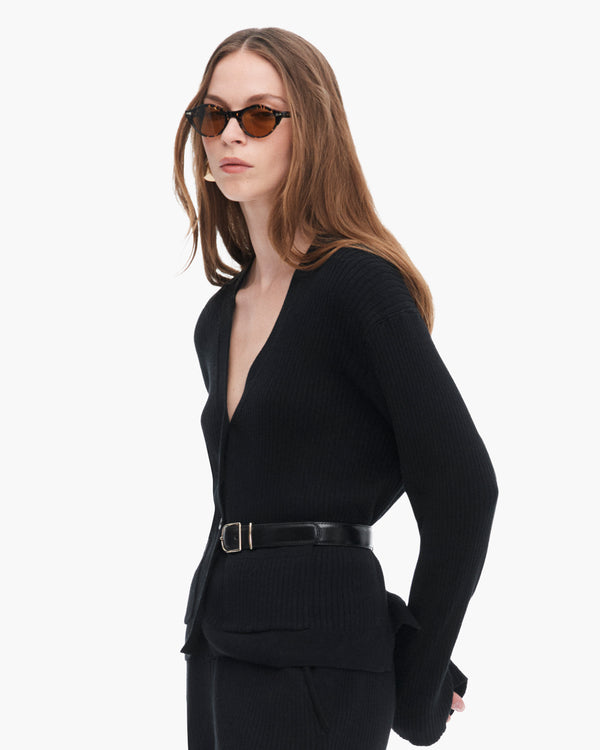 Atm Anthony Thomas Melillo COTTON CASHMERE RIBBED LONG SLEEVE CARDIGAN