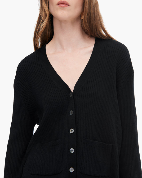 Atm Anthony Thomas Melillo COTTON CASHMERE RIBBED LONG SLEEVE CARDIGAN