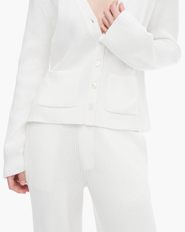 Atm Anthony Thomas Melillo COTTON CASHMERE RIBBED LONG SLEEVE CARDIGAN