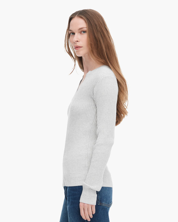 Atm Anthony Thomas Melillo COTTON CASHMERE RIBBED TRUMPLOY CARDIGAN