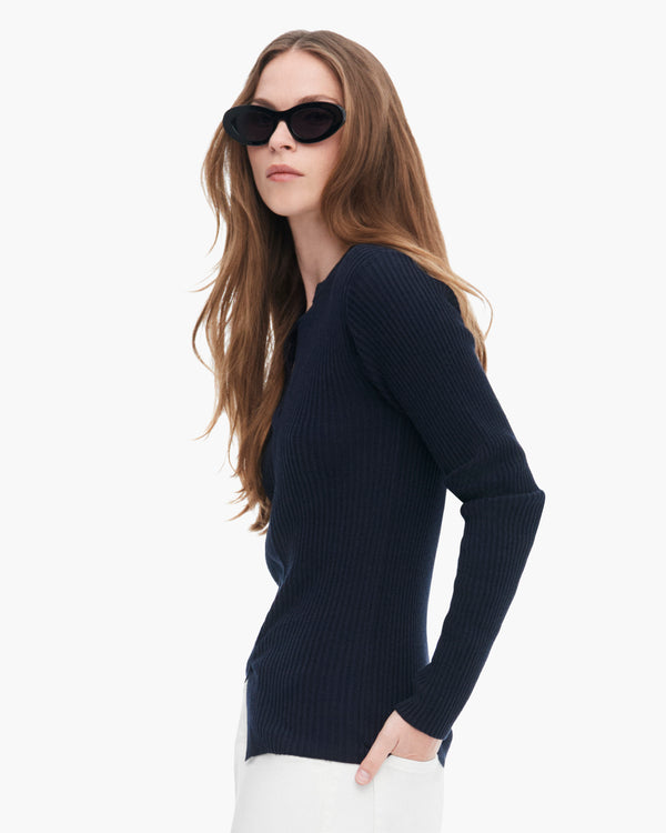 Atm Anthony Thomas Melillo COTTON CASHMERE RIBBED TRUMPLOY CARDIGAN