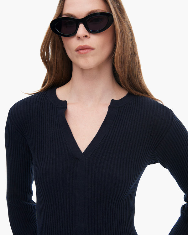 Atm Anthony Thomas Melillo COTTON CASHMERE RIBBED TRUMPLOY CARDIGAN