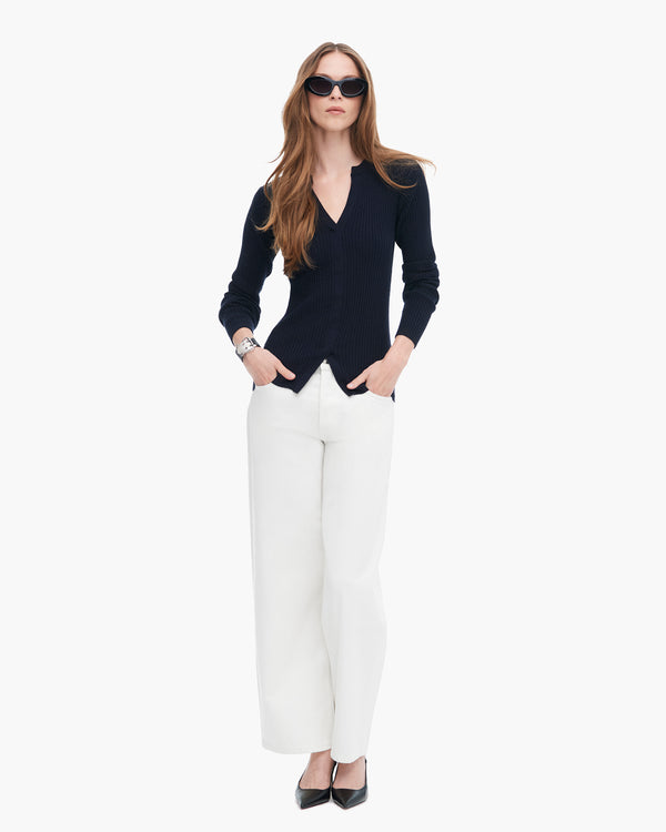 atm anthony thomas melillo COTTON CASHMERE RIBBED TRUMPLOY CARDIGAN