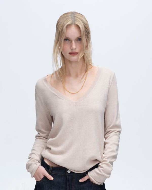 atm anthony thomas melillo COTTON CASHMERE V-NECK SWEATER