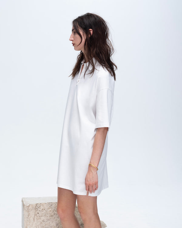 Atm Anthony Thomas Melillo HEAVYWEIGHT JERSEY MIXED MEDIA SHORT SLEEVE POLO DRESS VINTAGE WASH