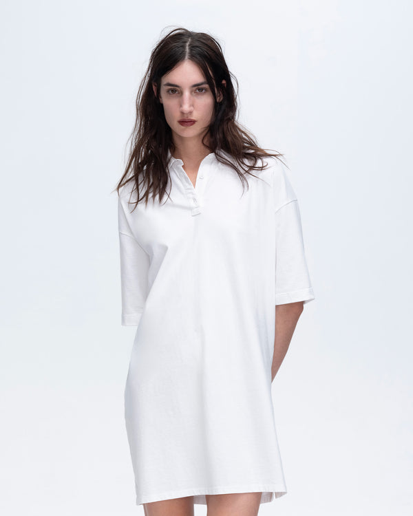 atm anthony thomas melillo HEAVYWEIGHT JERSEY MIXED MEDIA SHORT SLEEVE POLO DRESS VINTAGE WASH