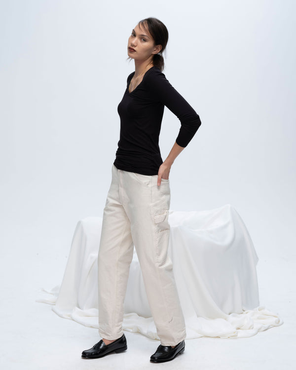 Atm Anthony Thomas Melillo MODAL RIB LONG SLEEVE V-NECK TEE