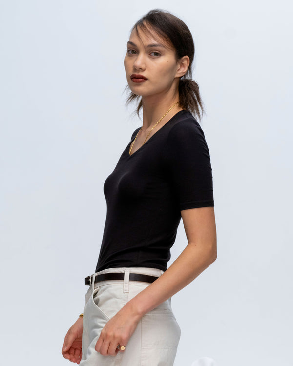 Atm Anthony Thomas Melillo MODAL RIB SHORT SLEEVE V-NECK TEE