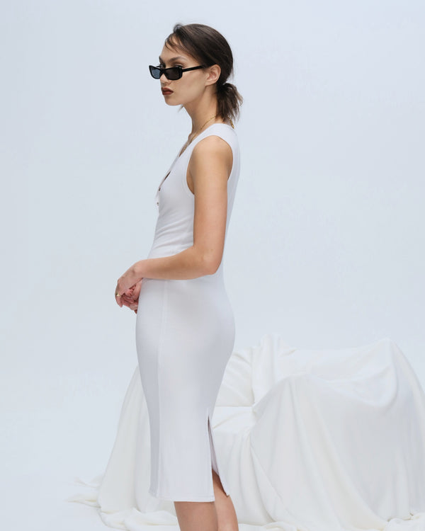 Atm Anthony Thomas Melillo MODAL RIB SLEEVELESS HENLEY DRESS