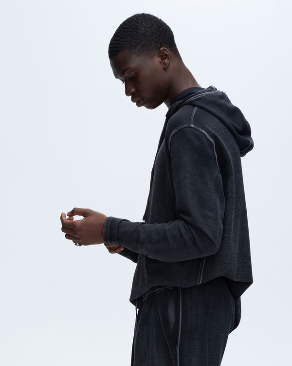 Atm Anthony Thomas Melillo PIQUE LONG SLEEVE HOODIE PIGMENT WASH