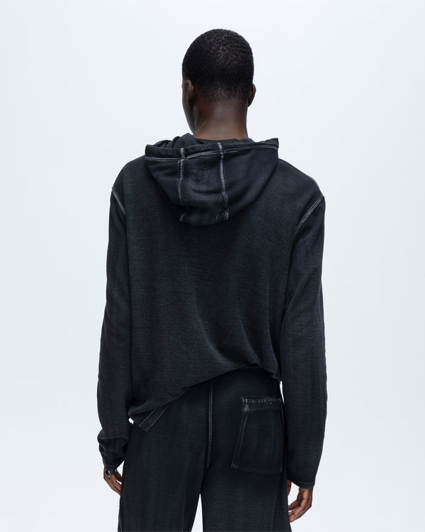 Atm Anthony Thomas Melillo PIQUE LONG SLEEVE HOODIE PIGMENT WASH