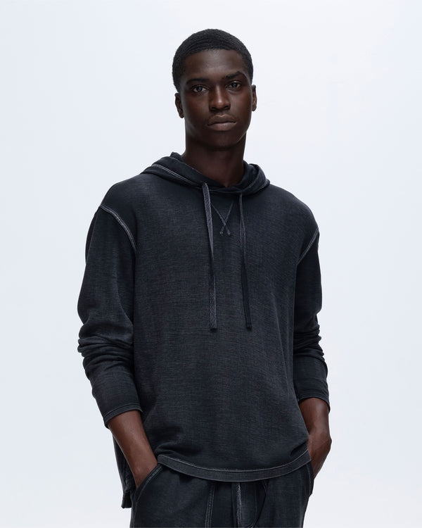 atm anthony thomas melillo PIQUE LONG SLEEVE HOODIE PIGMENT WASH