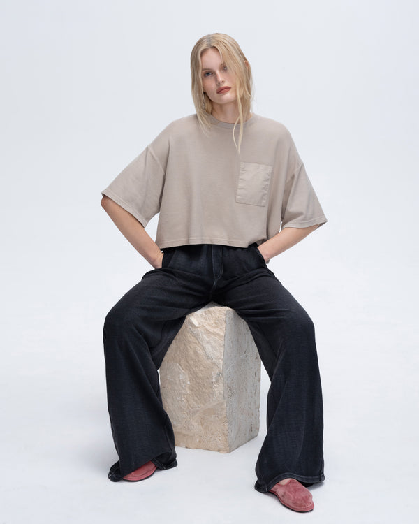 atm anthony thomas melillo PIQUE MIXED MEDIA SHORT SLEEVE BOXY POCKET TEE