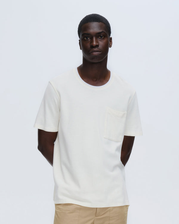 Atm Anthony Thomas Melillo PIQUE SHORT SLEEVE CREW NECK POCKET TEE WITH TIPPING