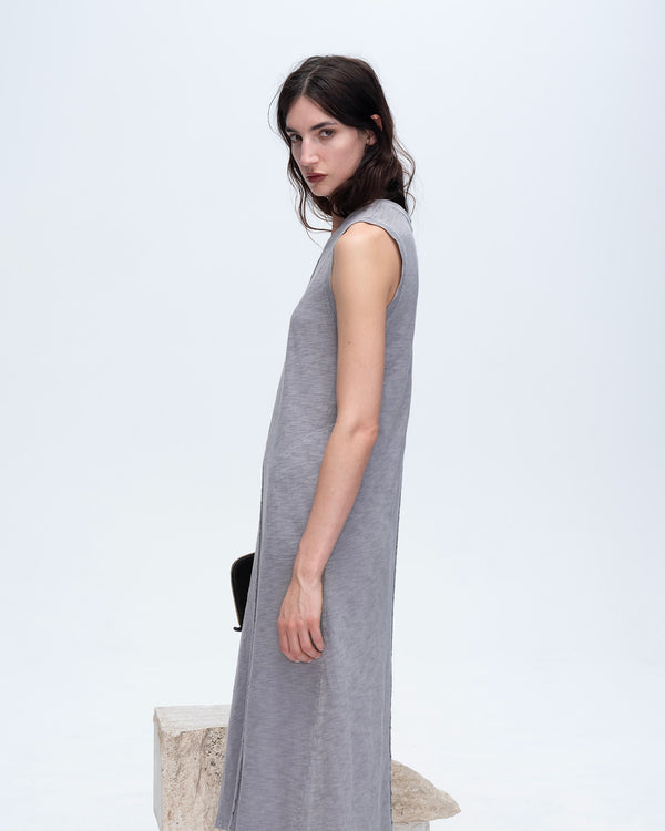 Atm Anthony Thomas Melillo SLUB JERSEY CHROMA WASH SLEEVELESS CREW NECK MIDI DRESS