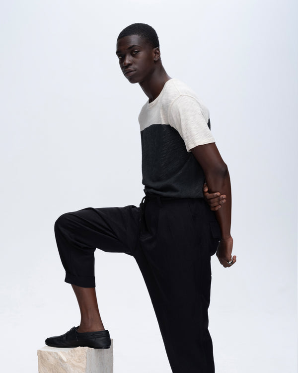 Atm Anthony Thomas Melillo SLUB JERSEY COLORBLOCKED SHORT SLEEVE CREW NECK TEE