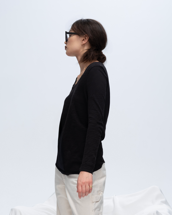 Atm Anthony Thomas Melillo SLUB JERSEY LONG SLEEVE V-NECK TEE