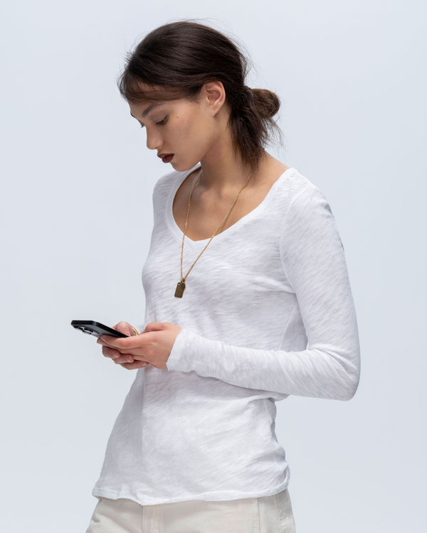 Atm Anthony Thomas Melillo SLUB JERSEY LONG SLEEVE V-NECK TEE