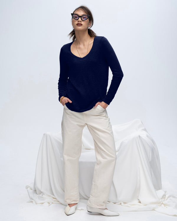 atm anthony thomas melillo SLUB JERSEY LONG SLEEVE V-NECK TEE