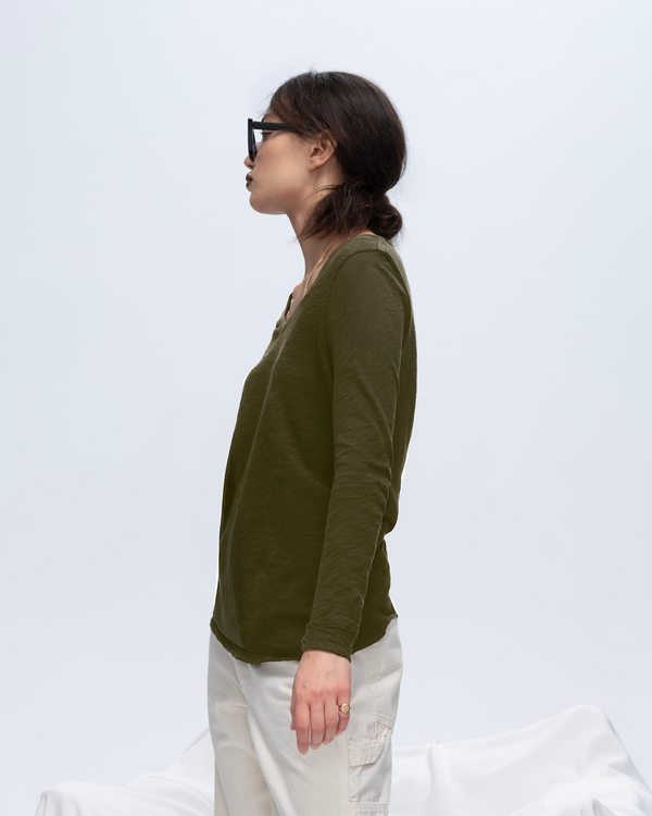 Atm Anthony Thomas Melillo SLUB JERSEY LONG SLEEVE V-NECK TEE