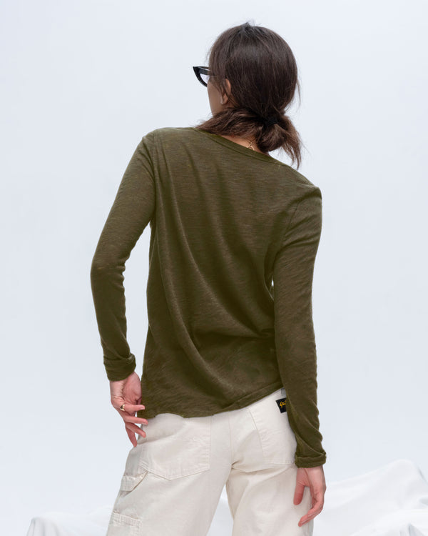 Atm Anthony Thomas Melillo SLUB JERSEY LONG SLEEVE V-NECK TEE