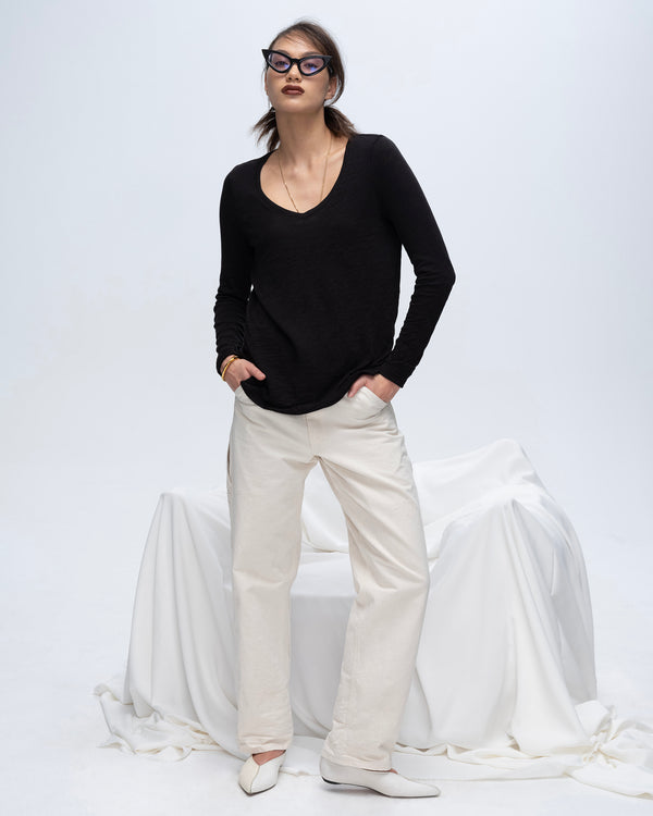 atm anthony thomas melillo SLUB JERSEY LONG SLEEVE V-NECK TEE