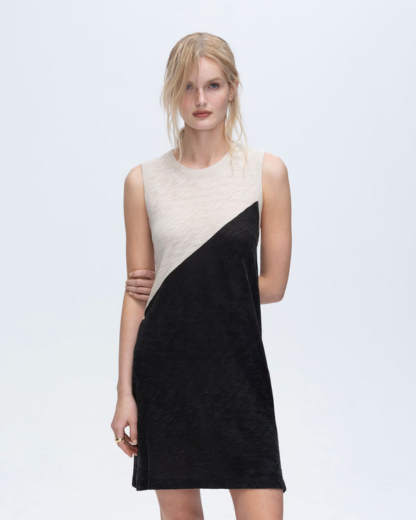 Atm Anthony Thomas Melillo SLUB JERSEY SLEEVELESS A-LINE DRESS COLORBLOCK