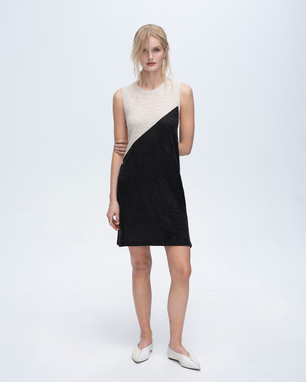atm anthony thomas melillo SLUB JERSEY SLEEVELESS A-LINE DRESS COLORBLOCK