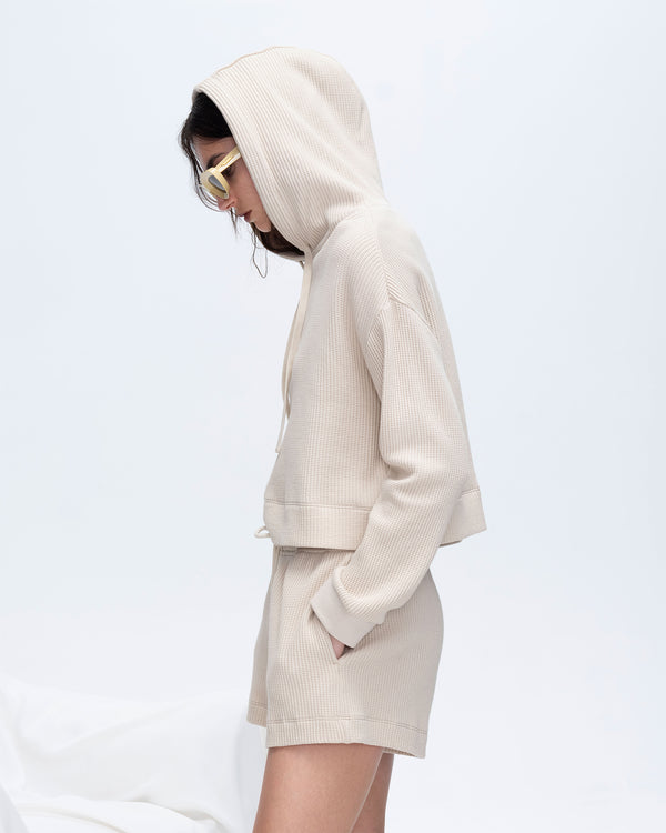 Atm Anthony Thomas Melillo SLUB JERSEY WAFFLE LONG SLEEVE BOXY HOODIE