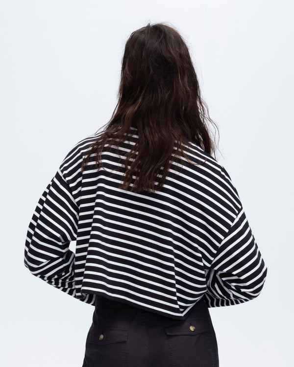 Atm Anthony Thomas Melillo STRIPE CLASSIC JERSEY LONG SLEEVE CREW NECK BOXY TEE