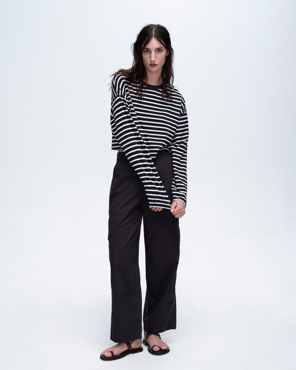 atm anthony thomas melillo STRIPE CLASSIC JERSEY LONG SLEEVE CREW NECK BOXY TEE