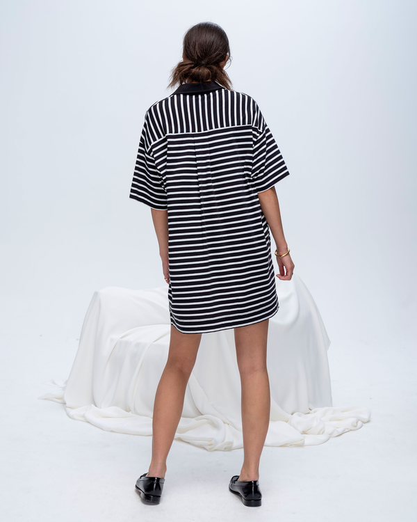 Atm Anthony Thomas Melillo STRIPE CLASSIC JERSEY SHORT SLEEVE POLO DRESS