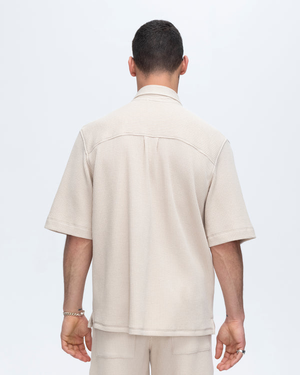 Atm Anthony Thomas Melillo WAFFLE SHORT SLEEVE BUTTON FRONT POCKET SHIRT