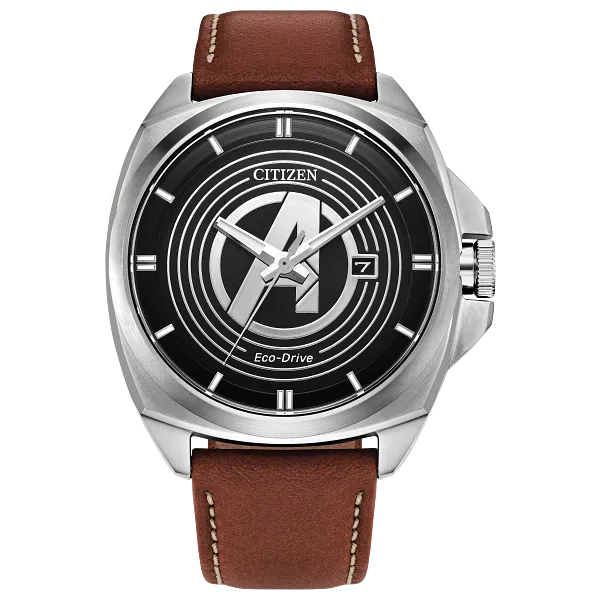 au maison Avengers Legacy Black Dial Leather Strap AW1721-08W