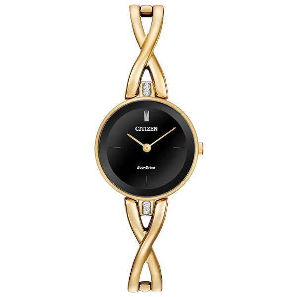 au maison Axiom - Ladies Eco-Drive EX1422-54E Gold Tone Strap Watch