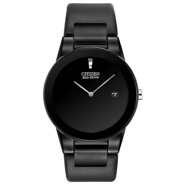 au maison Axiom - Men's Black Dial AU1065-07E Black Leather Band Watch