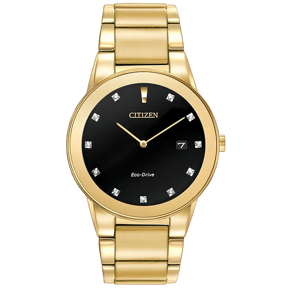 au maison Axiom - Men's Eco-Drive AU1062-56G 11 Diamond Dial Watch