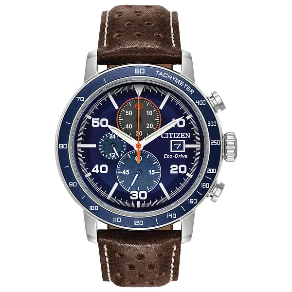 au maison Brycen - Men's Eco-Drive CA0648-09L Blue Face Orange Watch