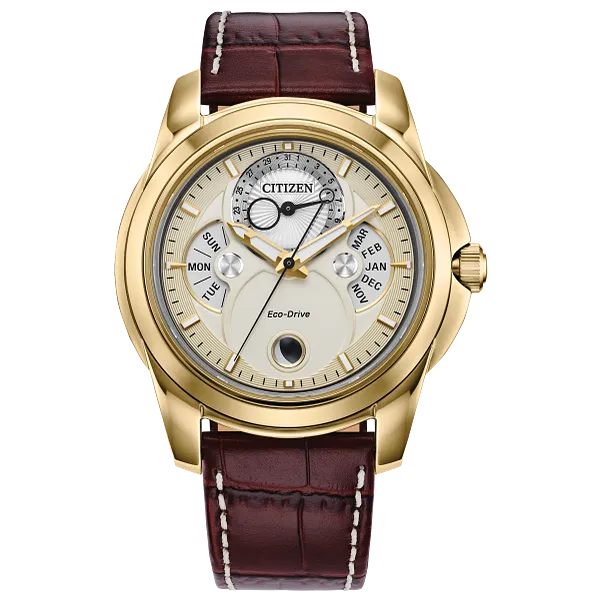 au maison Calendrier Gold-Tone Dial Leather Strap BU0082-06P